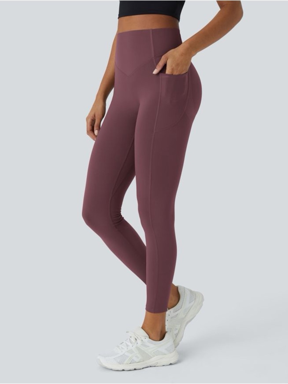 **NWT** Halara- High-Waist Pocket Leggings in Plum